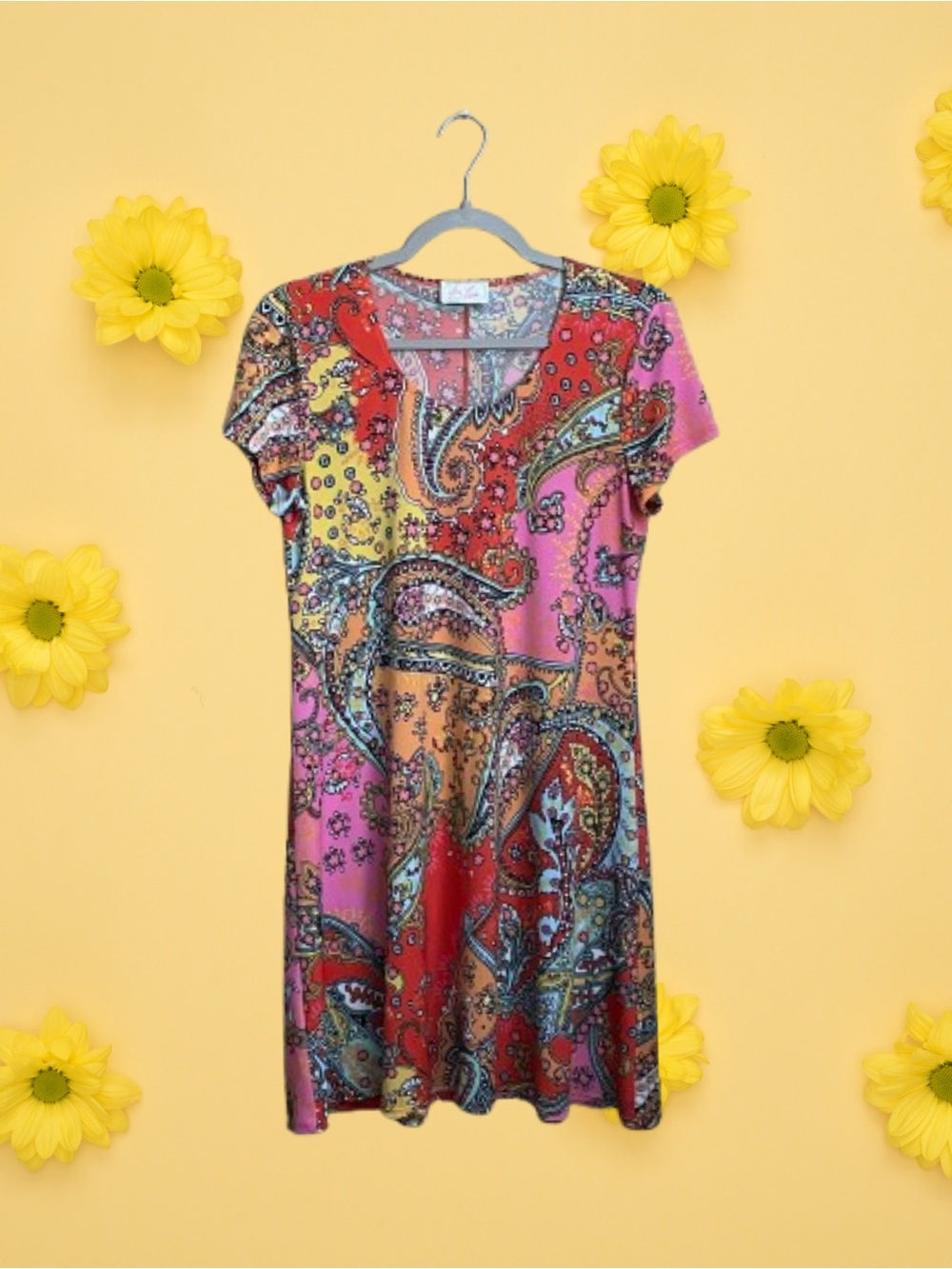 Psychedelic paisley cap sleeve dress Ivy Lane boho maximalist